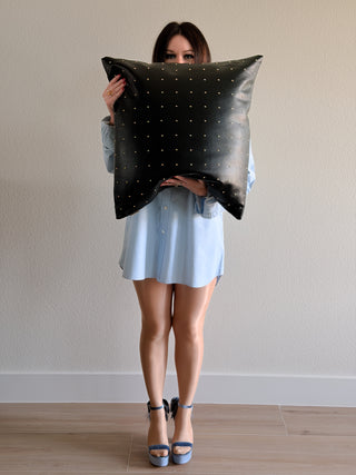 Relic | Black Studded Faux Leather Pillow